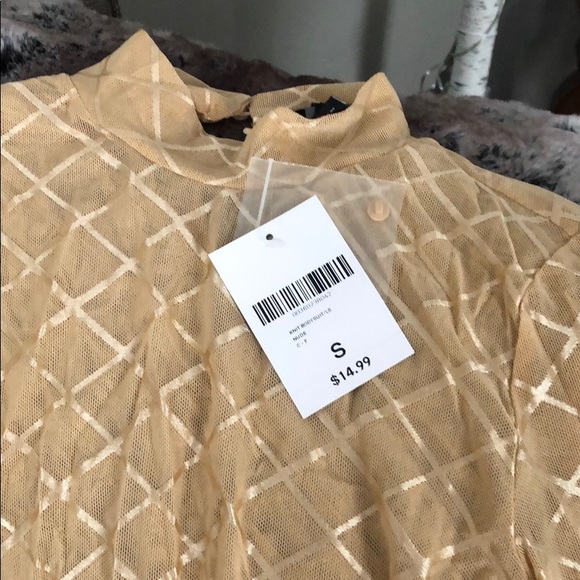 NWT Forever21 Nude, Sheer, Diamond Cut Bodysuit - Picture 2 of 2